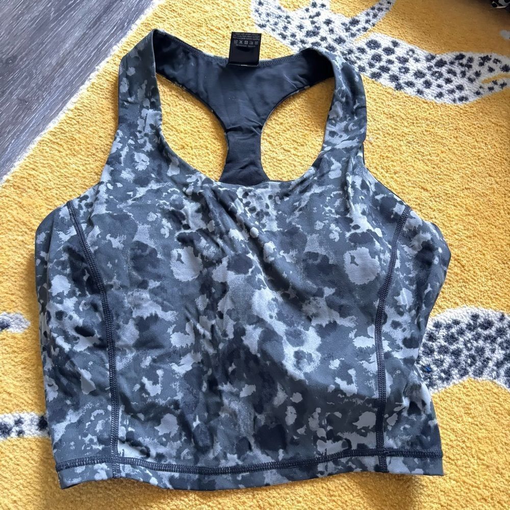 SWEATY BETTY Power Vest Crop Top Size M Grey Black Padded Tank